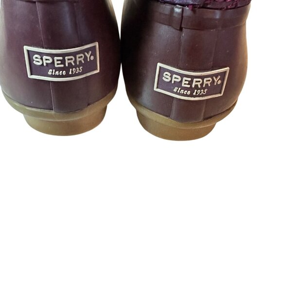 Sperry Womens Saltwater Purple Waterproof Rubber Rain Boots Size 9.5 Quilted Upp - Picture 3 of 6